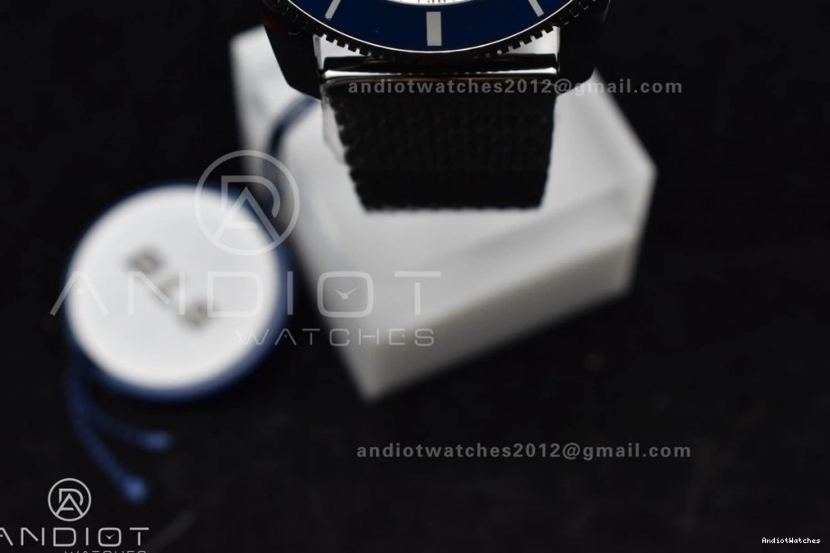 SS Mesh on Blue 42mm II White SS SuperOcean Bezel A BLSF Bracelet Soft Dial 1186 Ceramic Heritage 0715